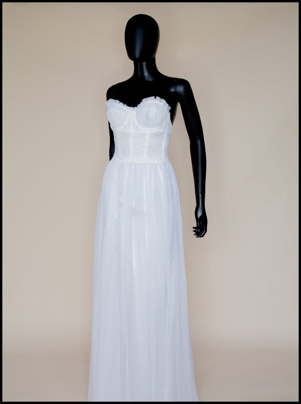 Ivory Dot Tulle Strapless Gown (sample)