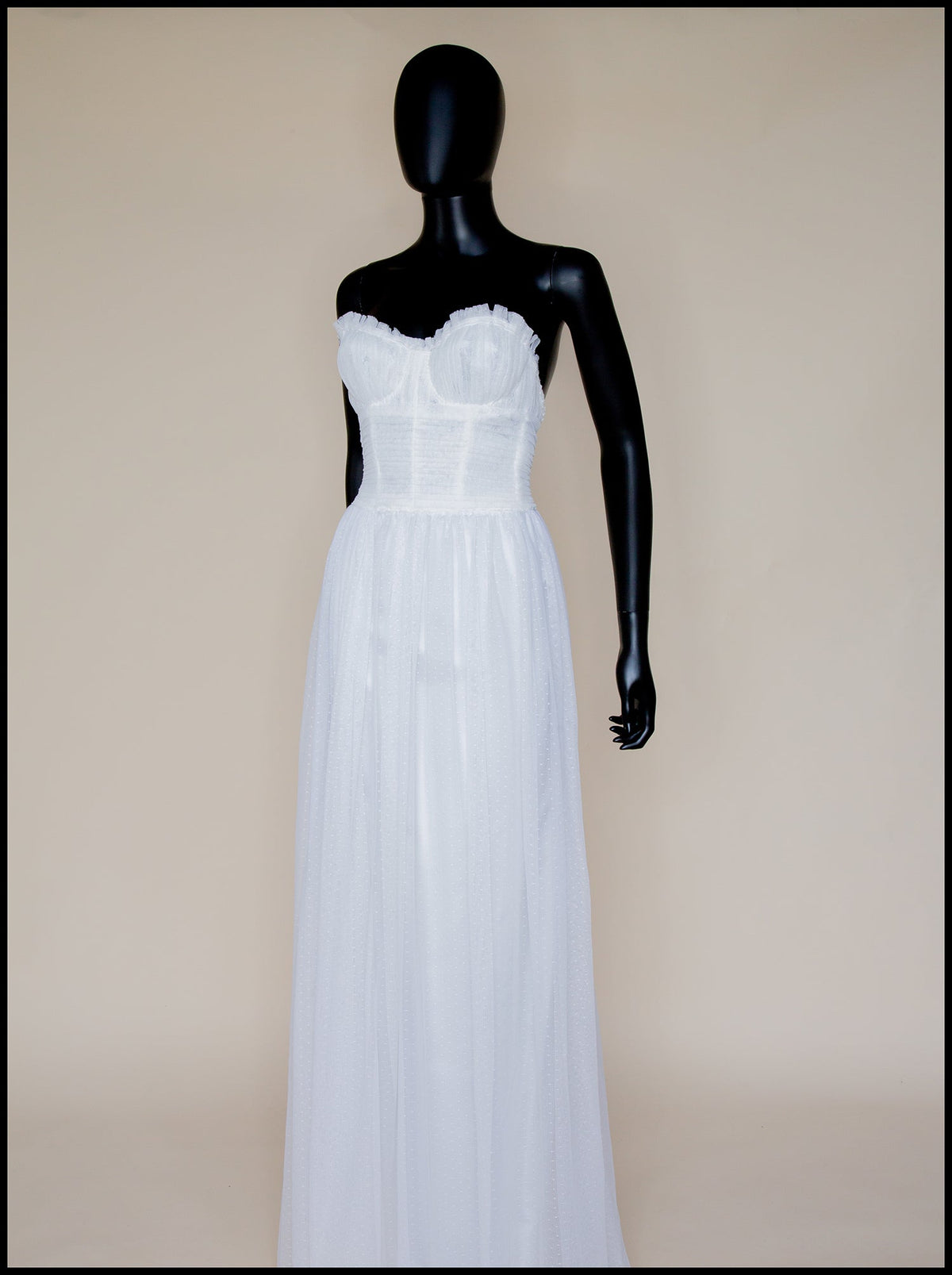 Ivory Dot Tulle Strapless Gown (sample)