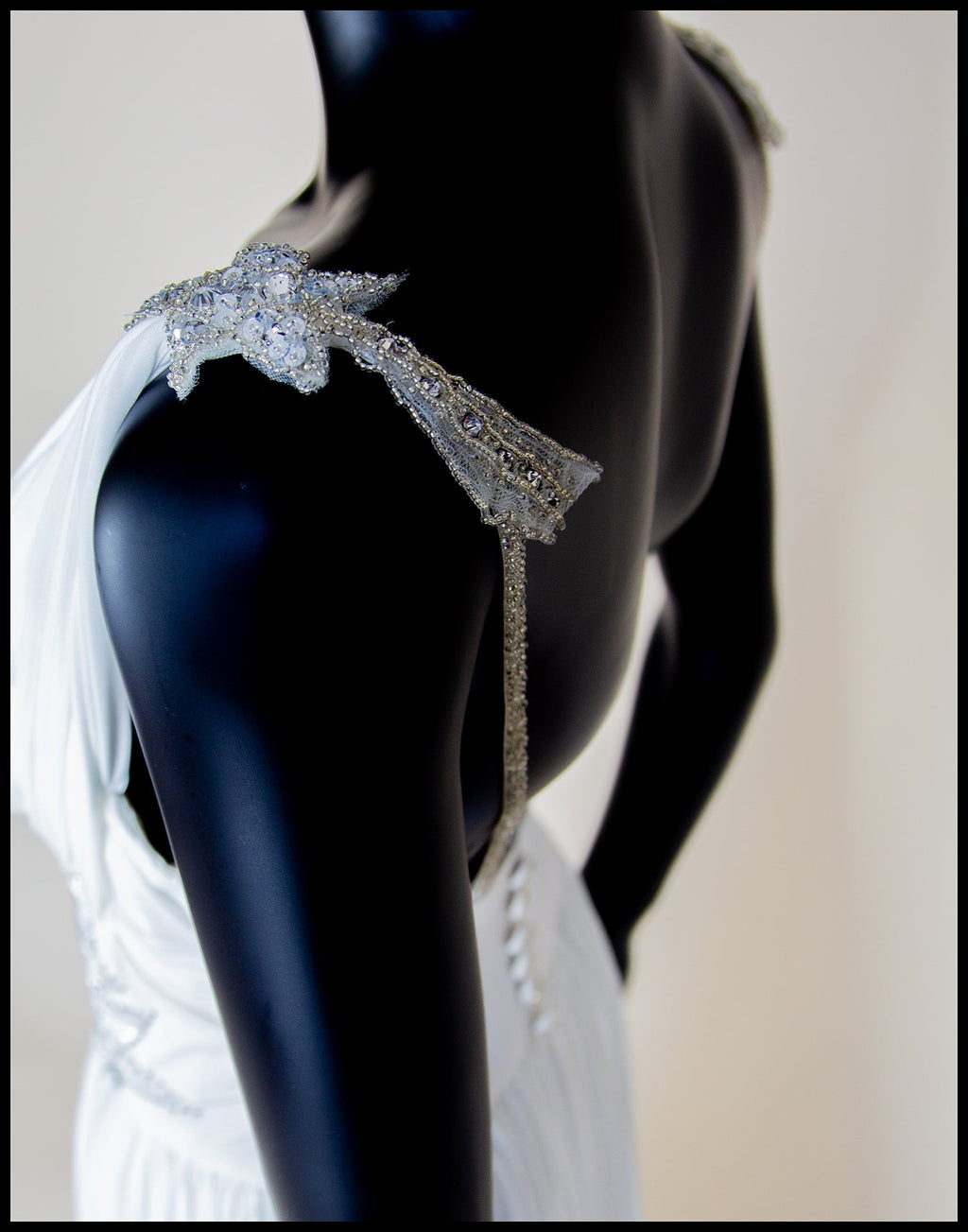 Ivory Draped Jersey and Beaded Star Gown - S
