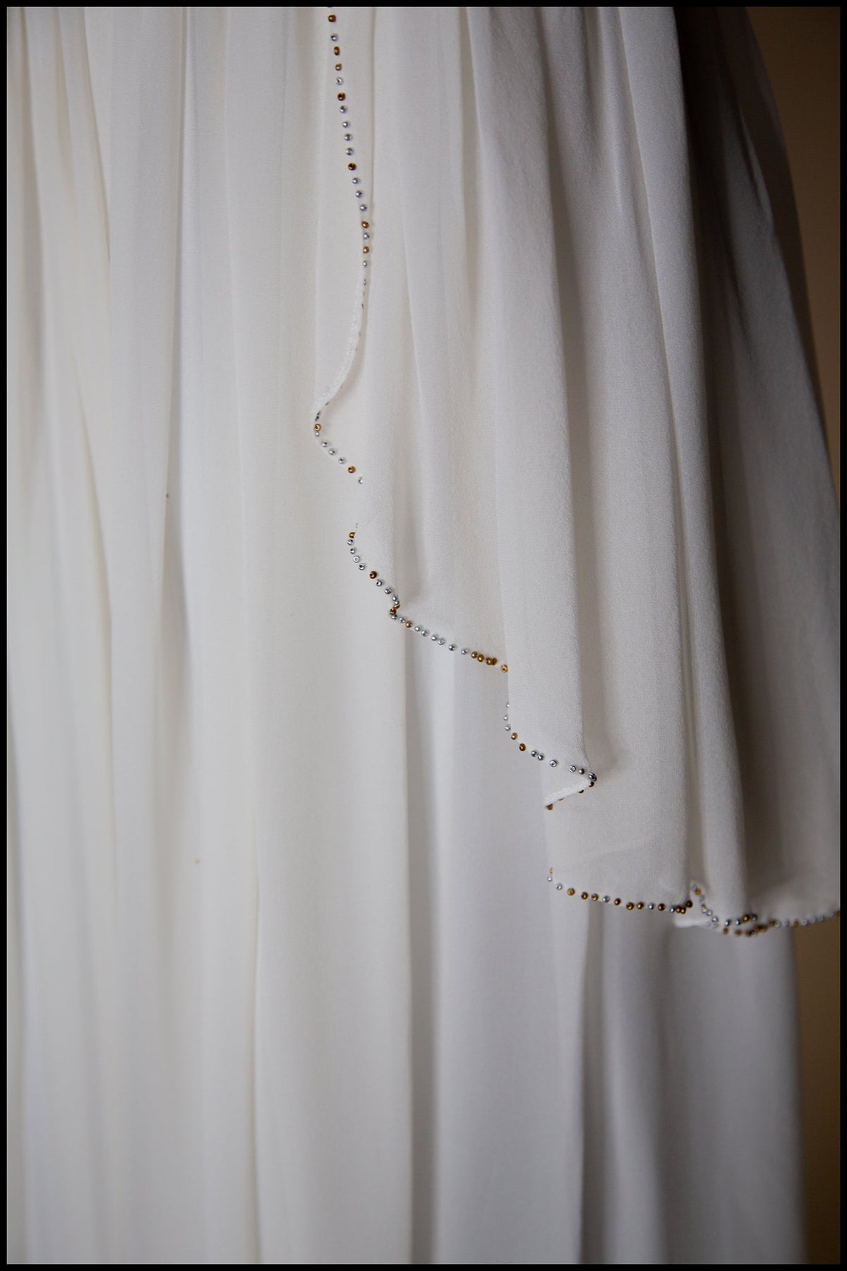 Ivory and Gold Beaded Silk Georgette Gown - Hera