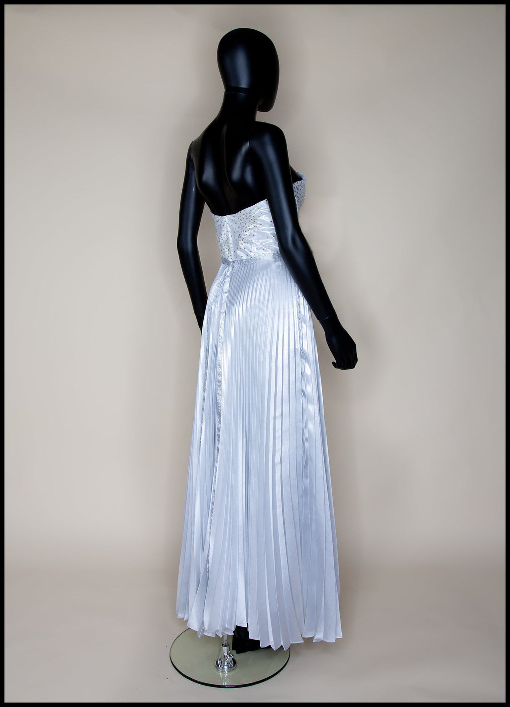 Ivory Metallic Pleated Strapless Wedding Gown - S