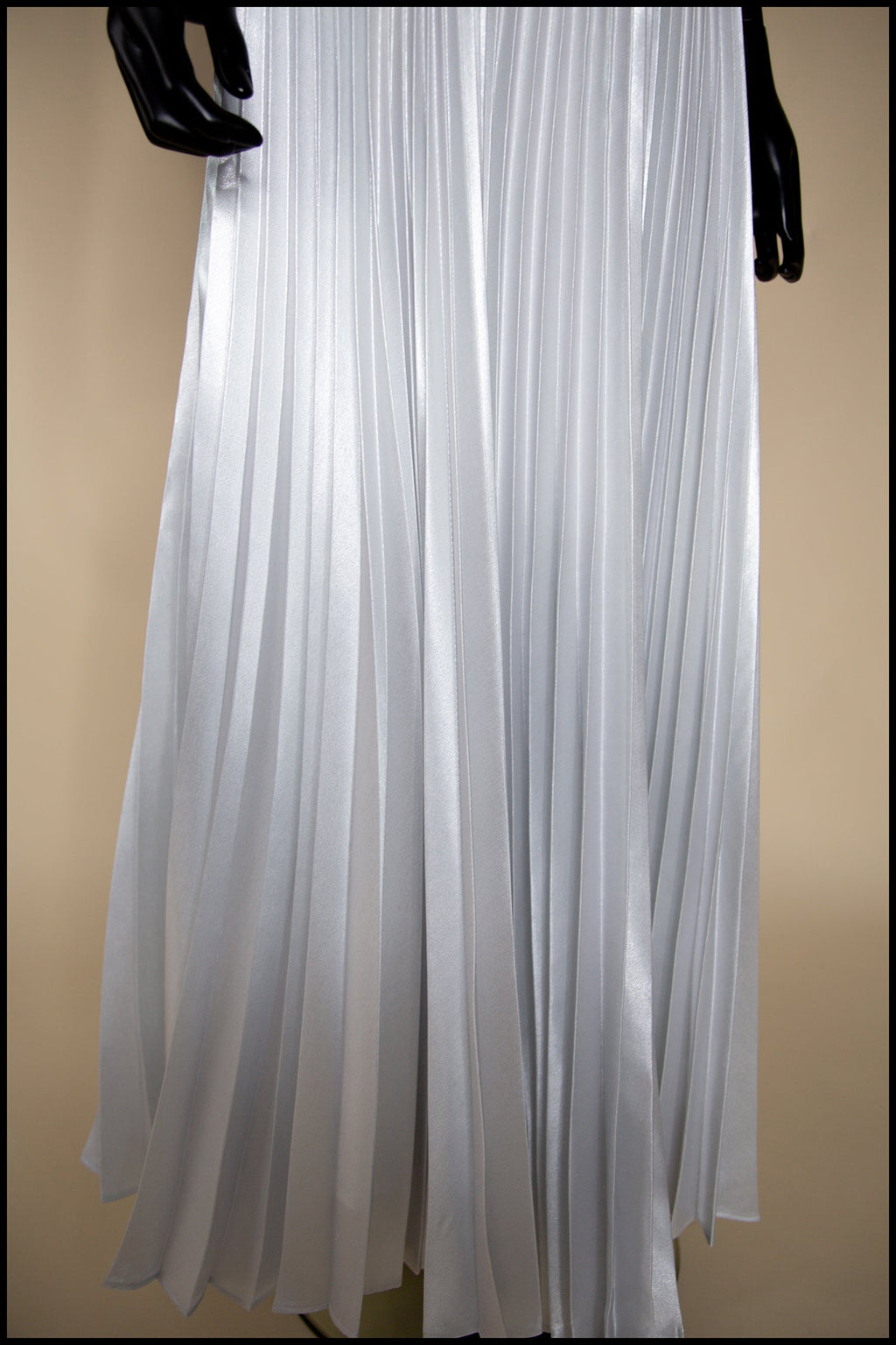 Ivory Metallic Pleated Strapless Wedding Gown - S