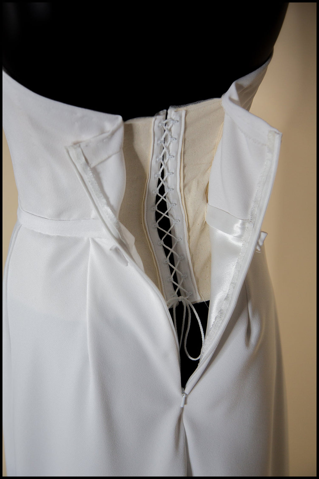 Ivory Crepe Draped Hourglass Gown and Beaded Cape - The Bride
