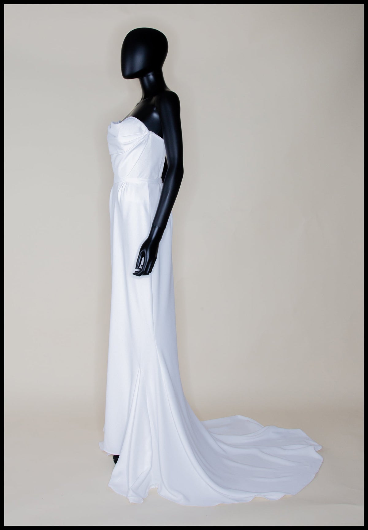 Ivory Crepe Draped Hourglass Gown and Beaded Cape - The Bride