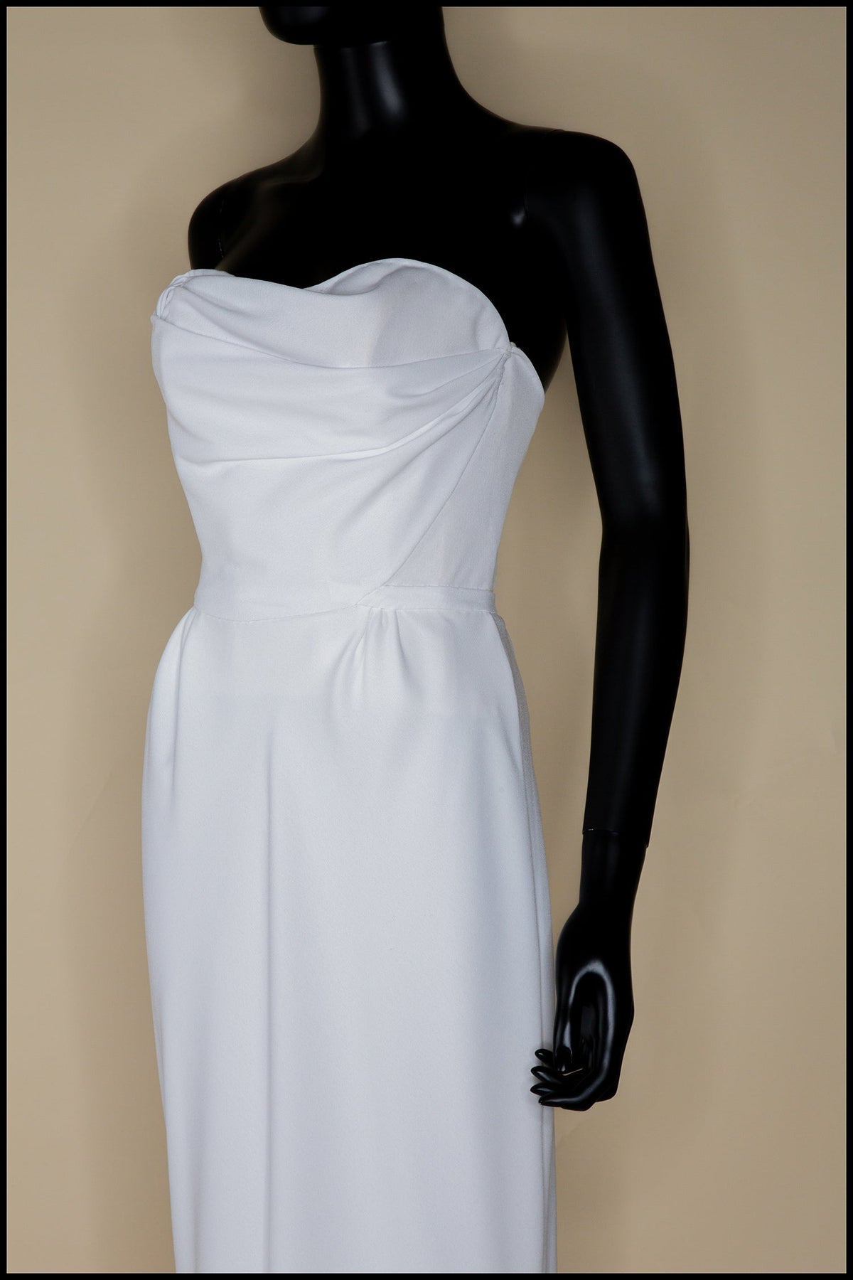 Ivory Crepe Draped Hourglass Gown and Beaded Cape - The Bride