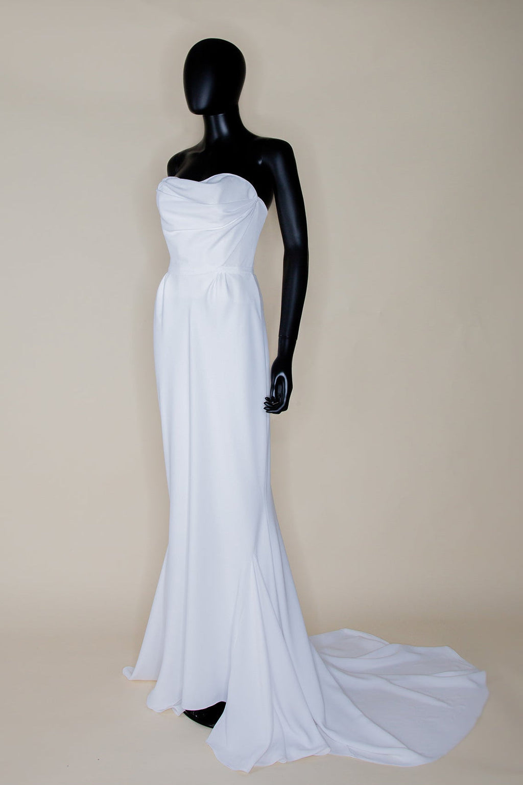 Ivory Crepe Draped Hourglass Gown and Beaded Cape - The Bride