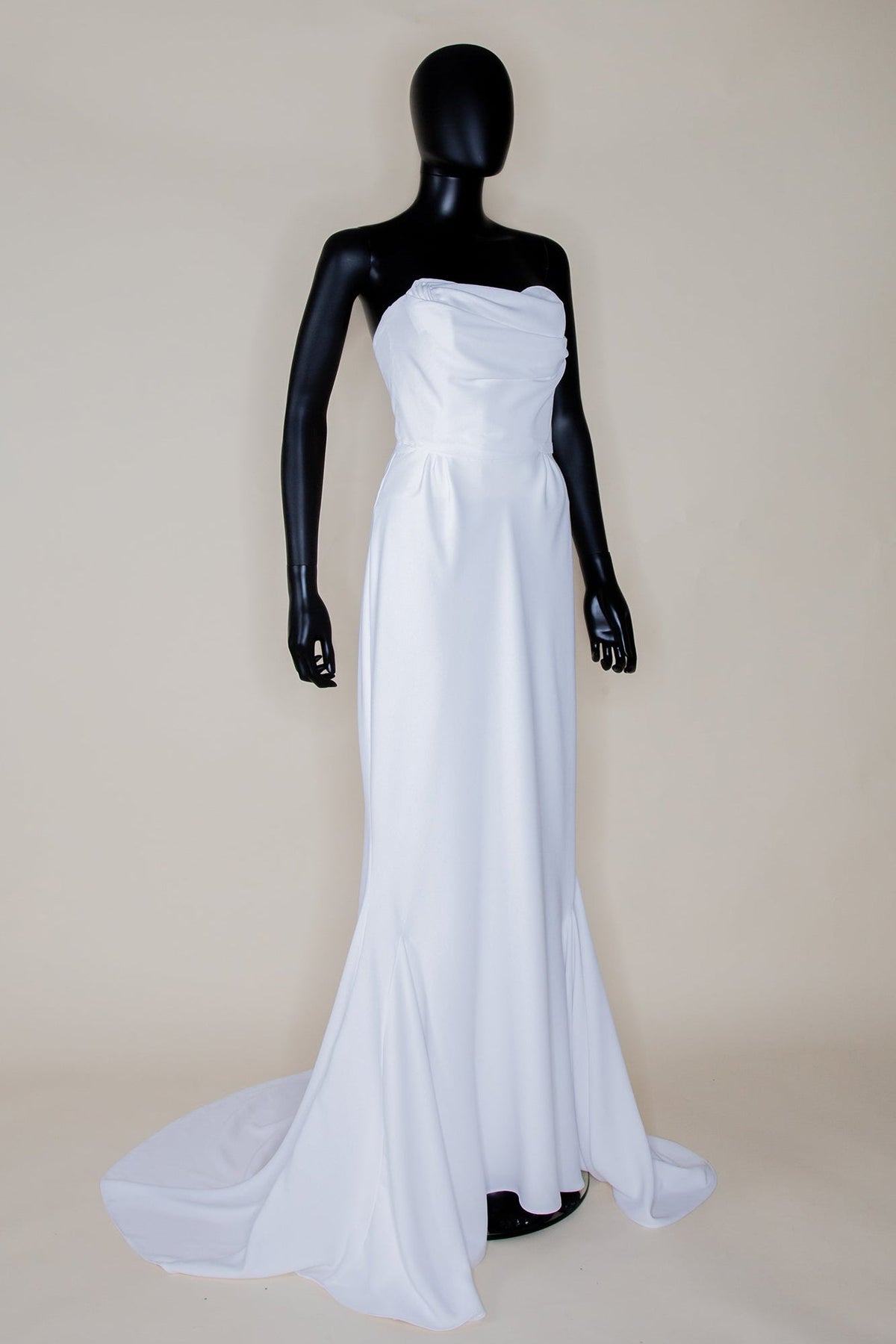 Ivory Crepe Draped Hourglass Gown and Beaded Cape - The Bride
