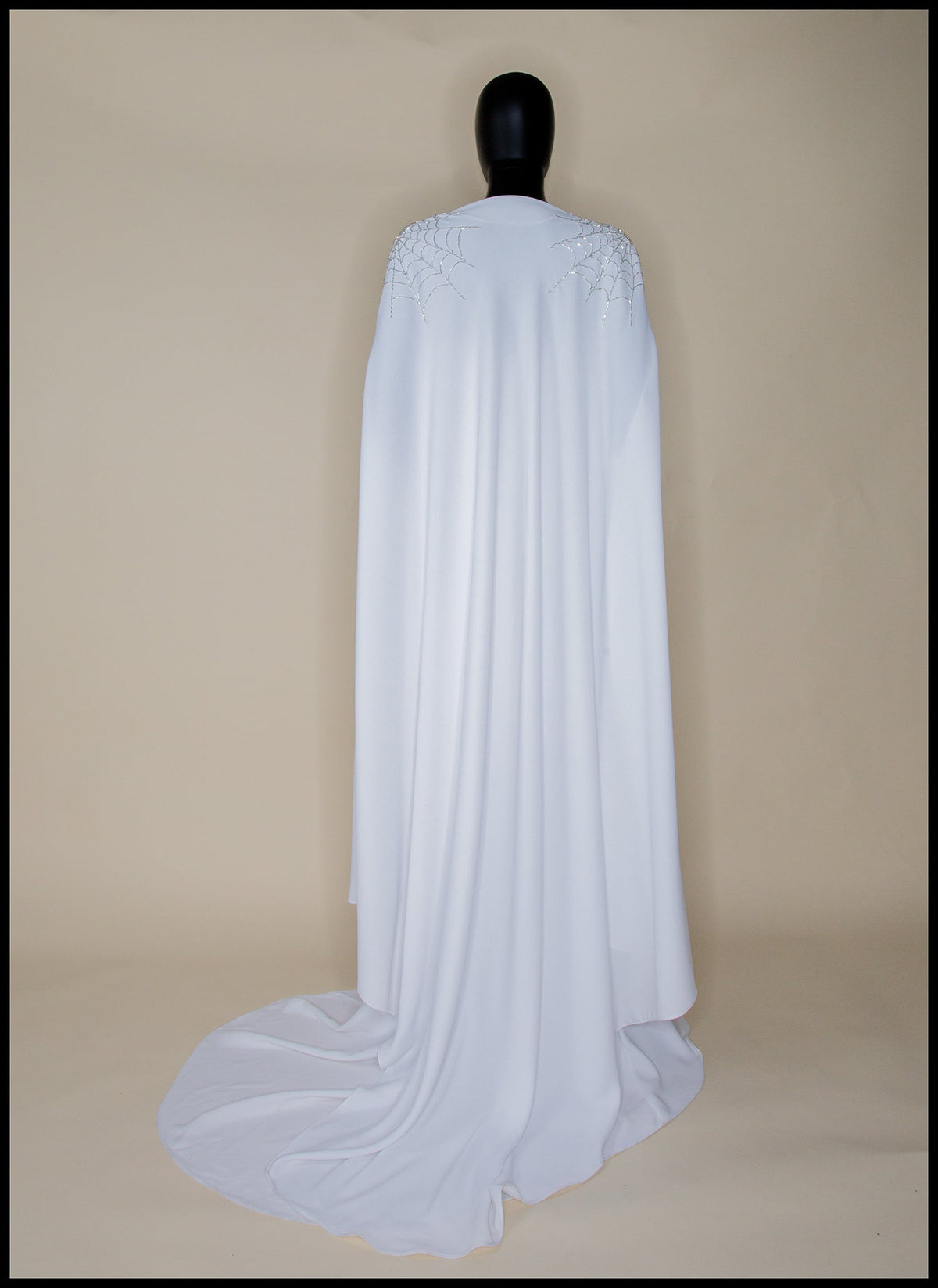 Ivory Crepe Draped Hourglass Gown and Beaded Cape - The Bride