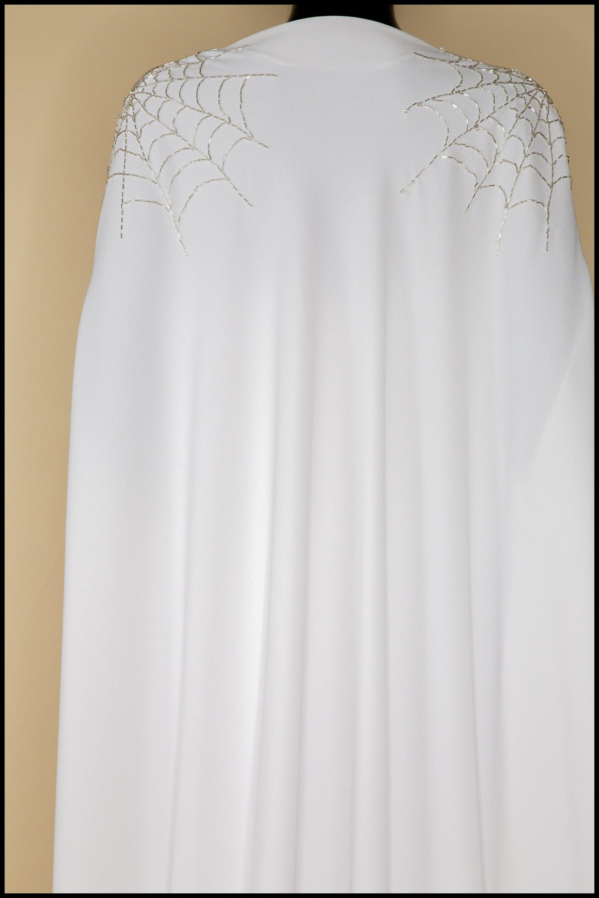 Ivory Crepe Draped Hourglass Gown and Beaded Cape - The Bride