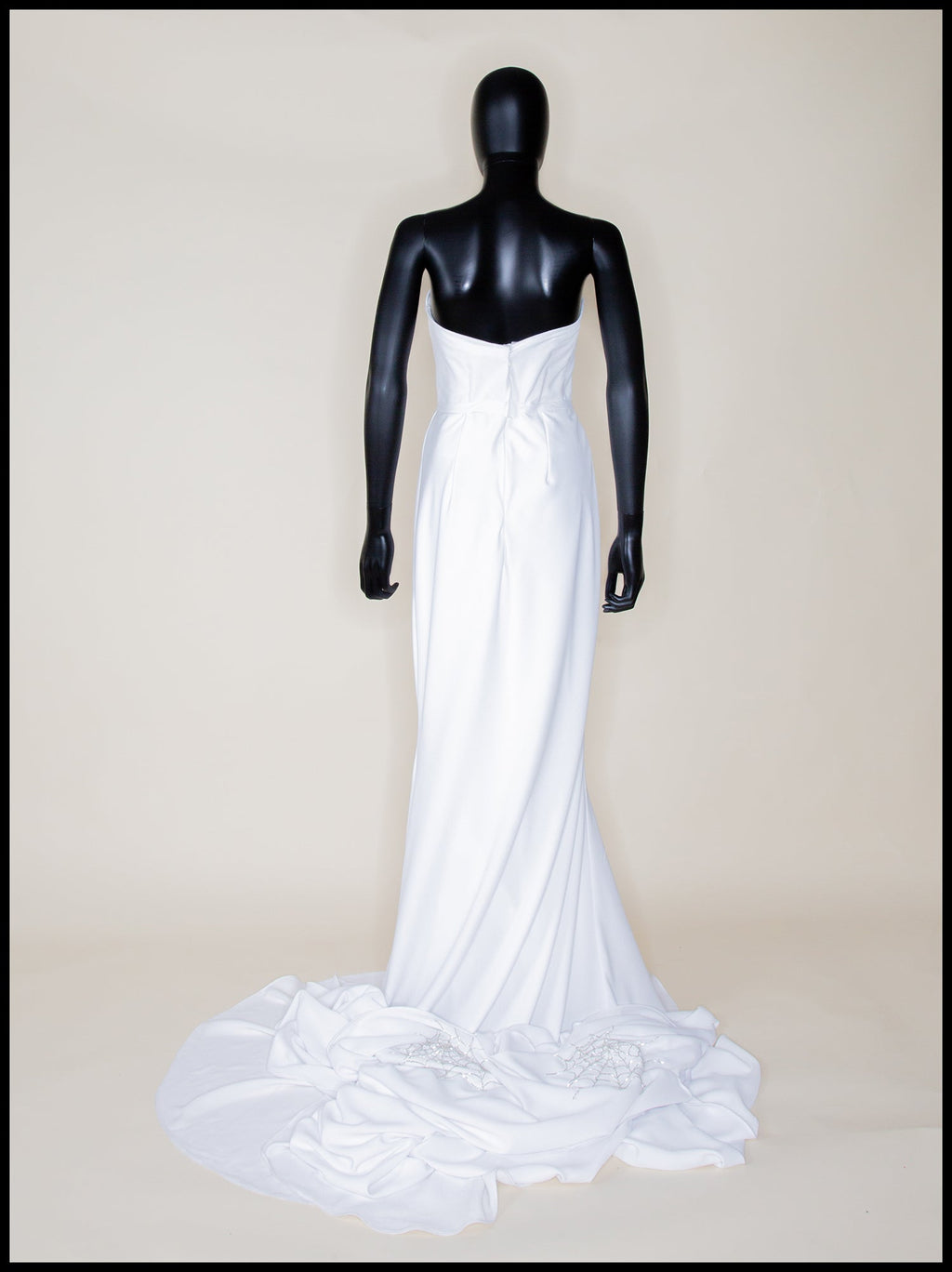 Ivory Crepe Draped Hourglass Gown and Beaded Cape - The Bride