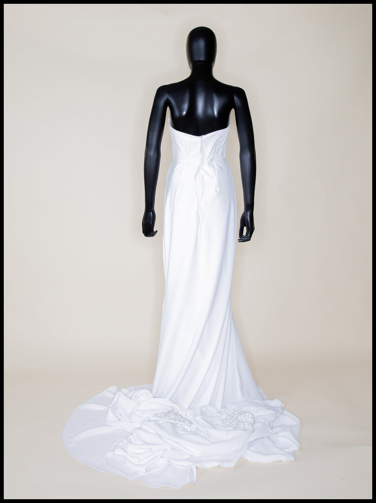 Ivory Crepe Draped Hourglass Gown and Beaded Cape - The Bride