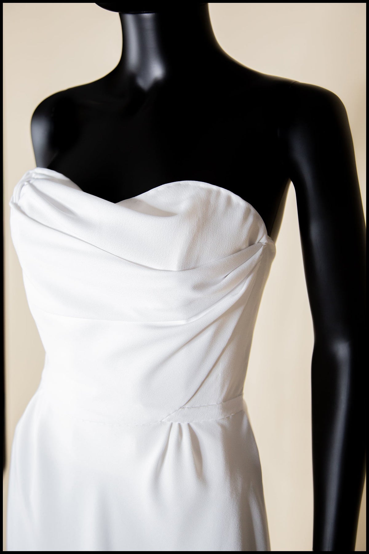 Ivory Crepe Draped Hourglass Gown and Beaded Cape - The Bride