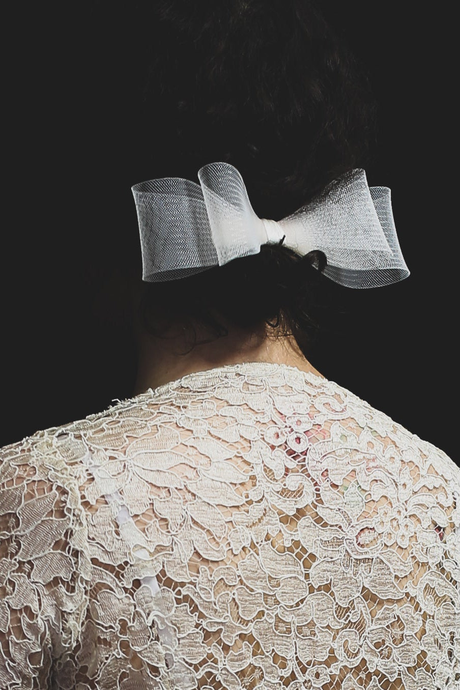 Bridal Crinoline Double Hair Bow Barrette