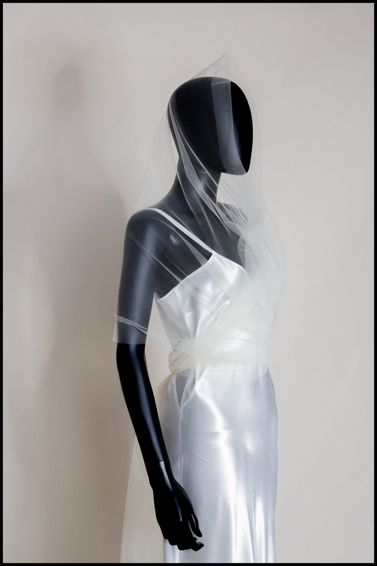 Ivory Sheer Tulle Wrap Shawl - Acer