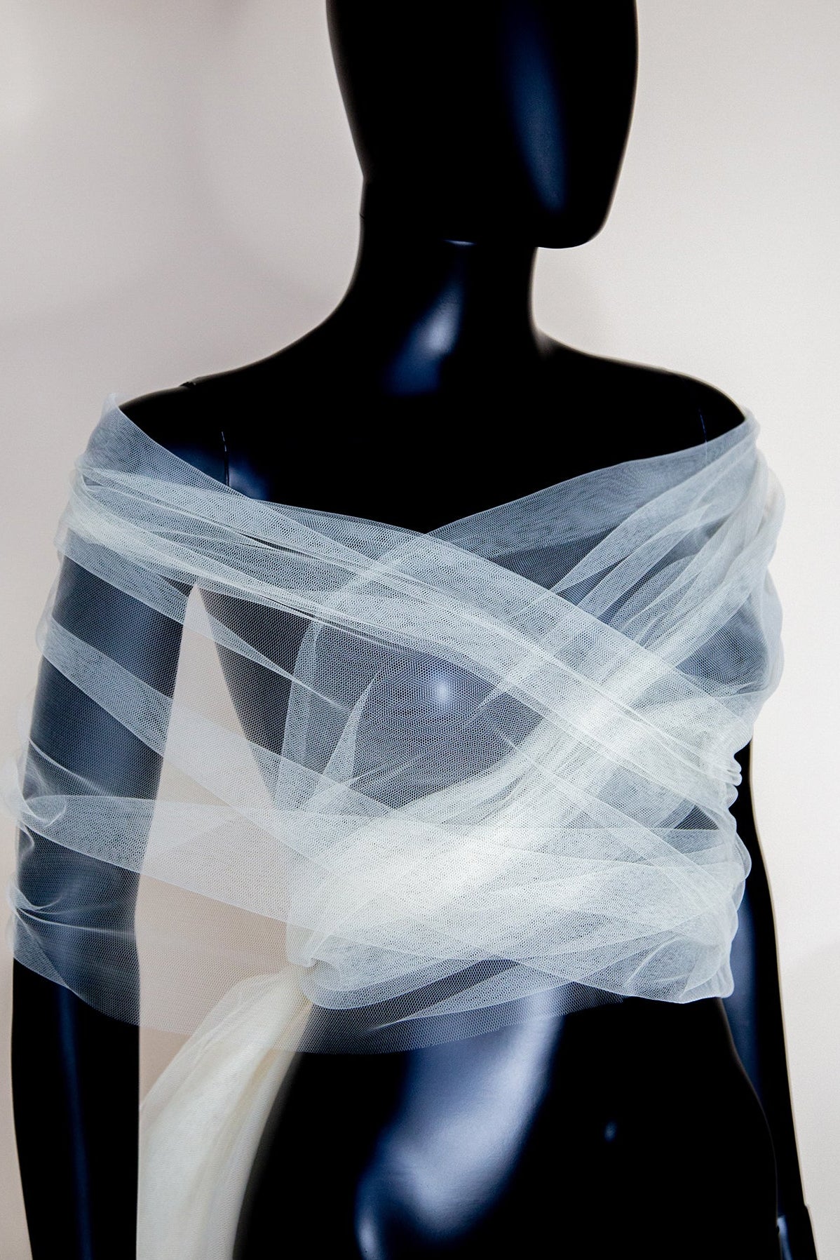 Ivory Sheer Tulle Wrap Shawl - Acer