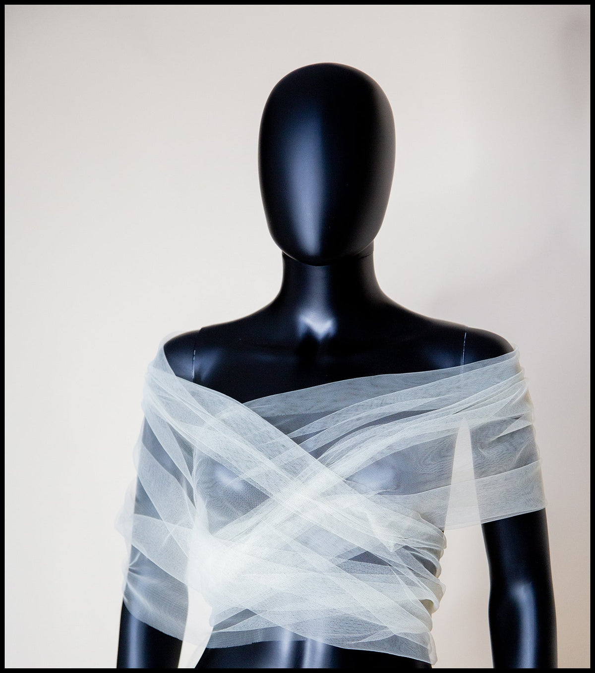 Ivory Sheer Tulle Wrap Shawl - Acer