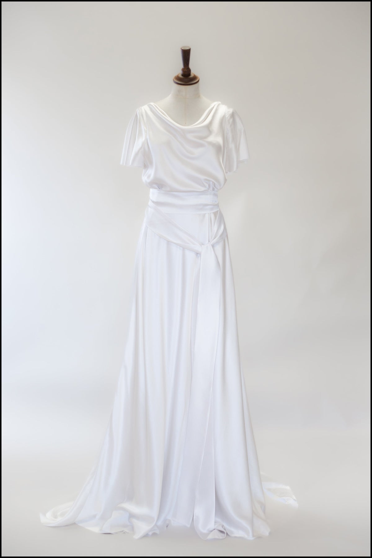 '1930 Flutter' Silk Satin White Bias Cut Gown