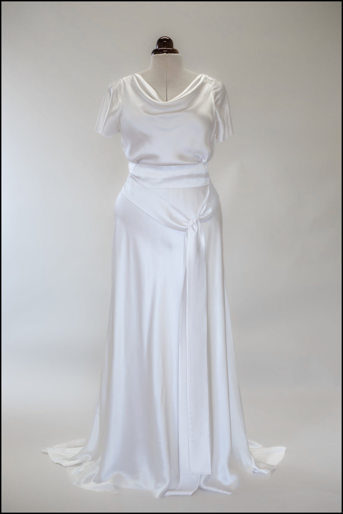 '1930 Flutter' Silk Satin White Bias Cut Gown