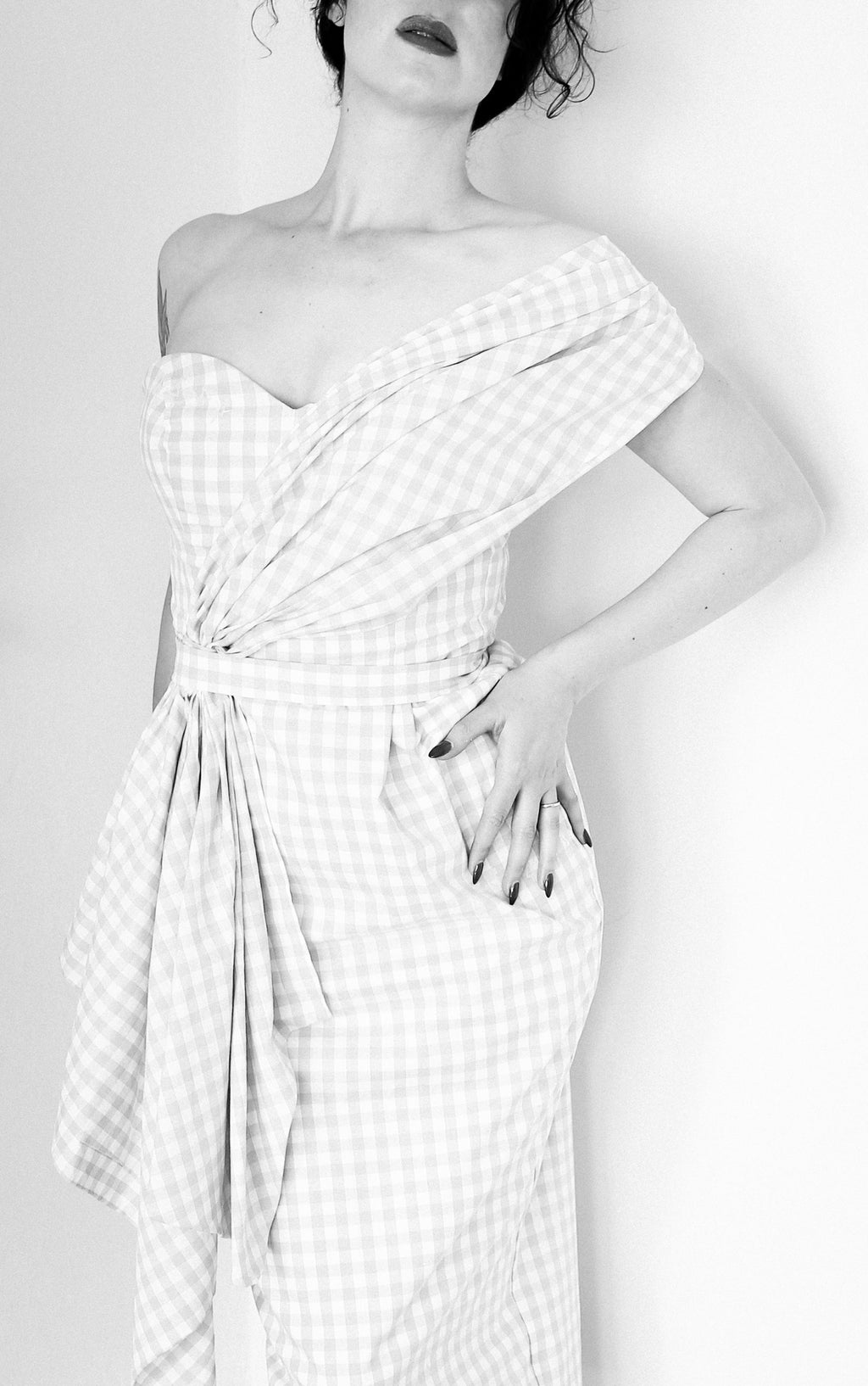 Pink Gingham Cotton Midi Dress