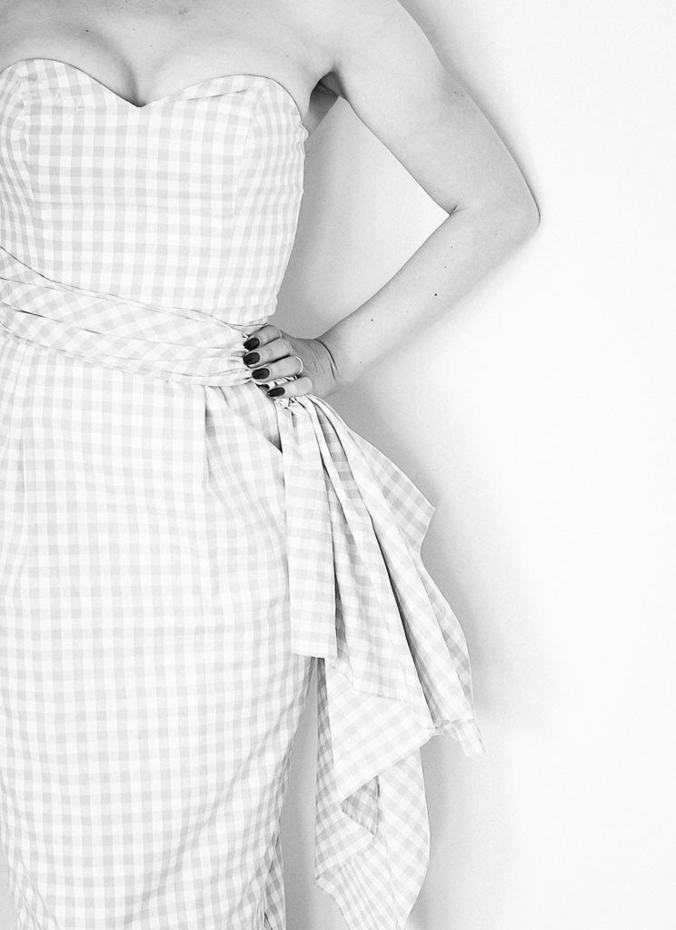 Pink Gingham Cotton Midi Dress