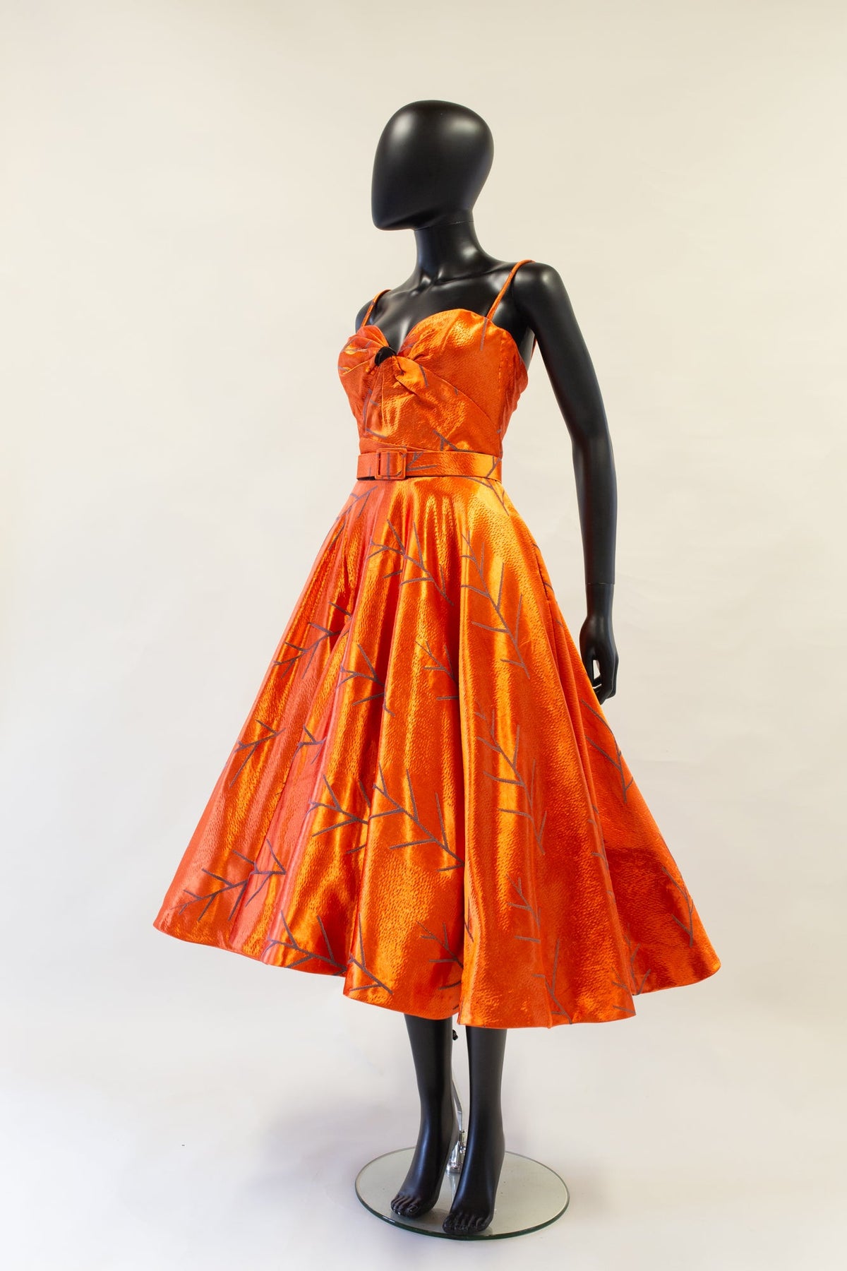 Firebird - Orange Vintage Brocade Midi Dress