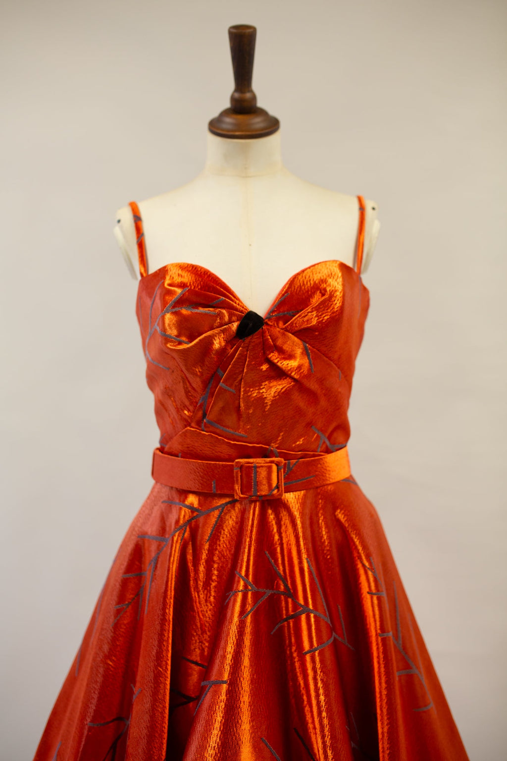 Firebird - Orange Vintage Brocade Midi Dress