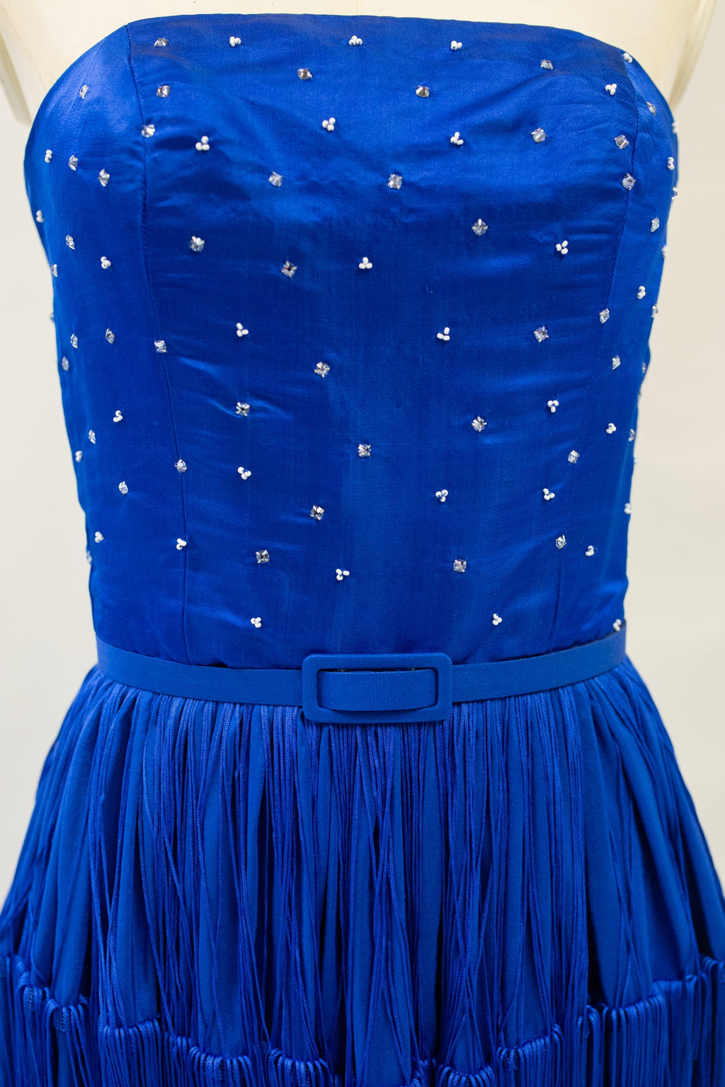 Lapis - Blue Silk Fringed Gown