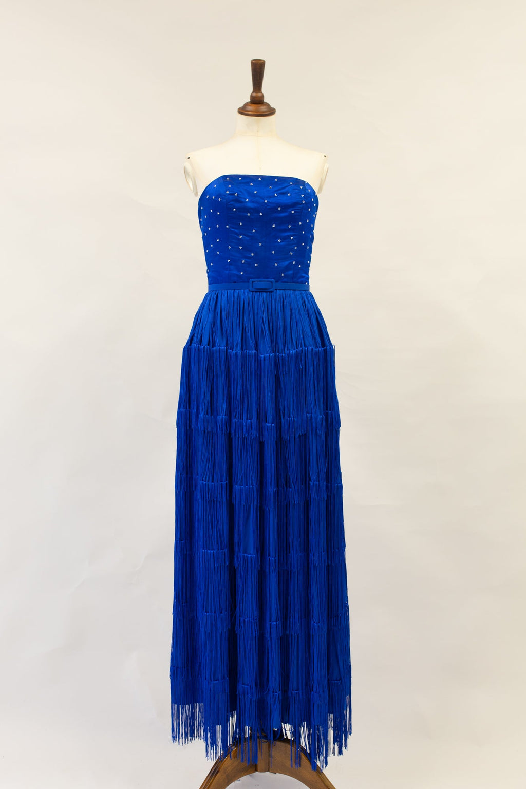 Lapis - Blue Silk Fringed Gown