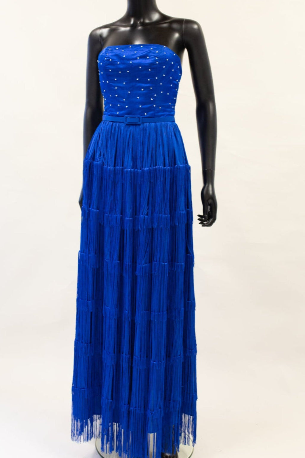 Lapis - Blue Silk Fringed Gown