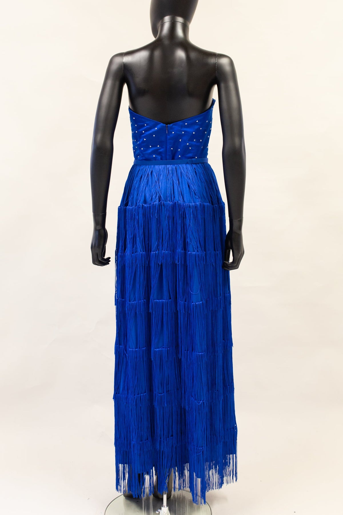 Lapis - Blue Silk Fringed Gown