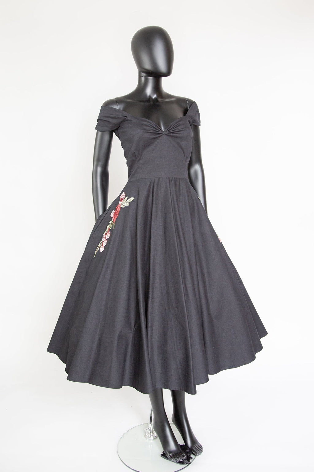 Rosa - Black Organic Cotton Midi Dress