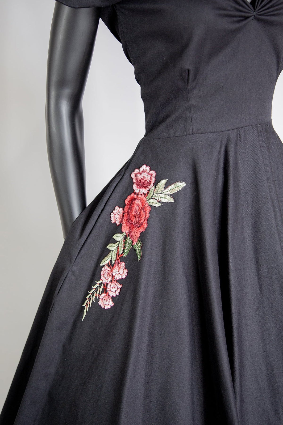 Rosa - Black Organic Cotton Midi Dress