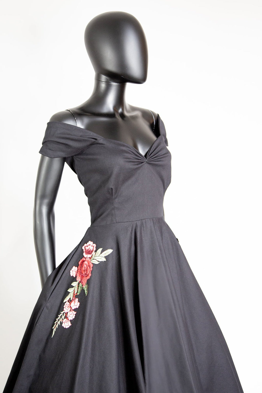 Rosa - Black Organic Cotton Midi Dress