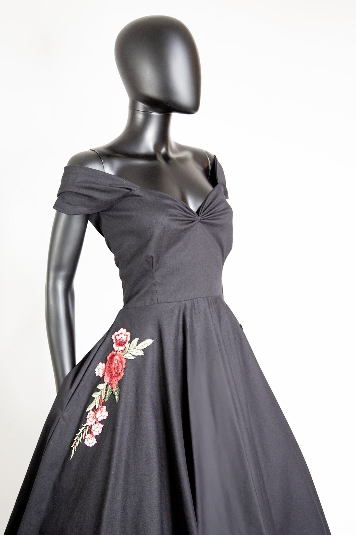 Rosa - Black Organic Cotton Midi Dress