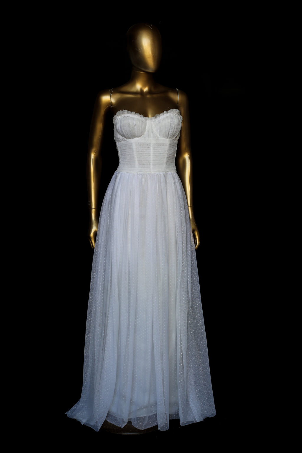 Ivory Dot Tulle Strapless Gown (sample)