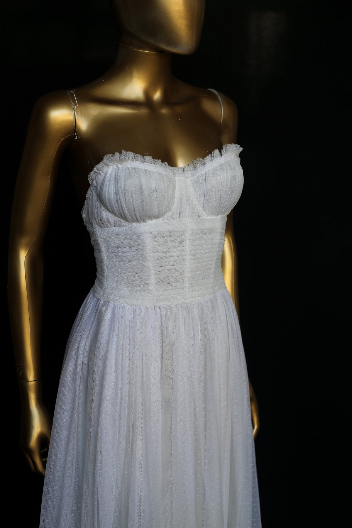 Ivory Dot Tulle Strapless Gown (sample)