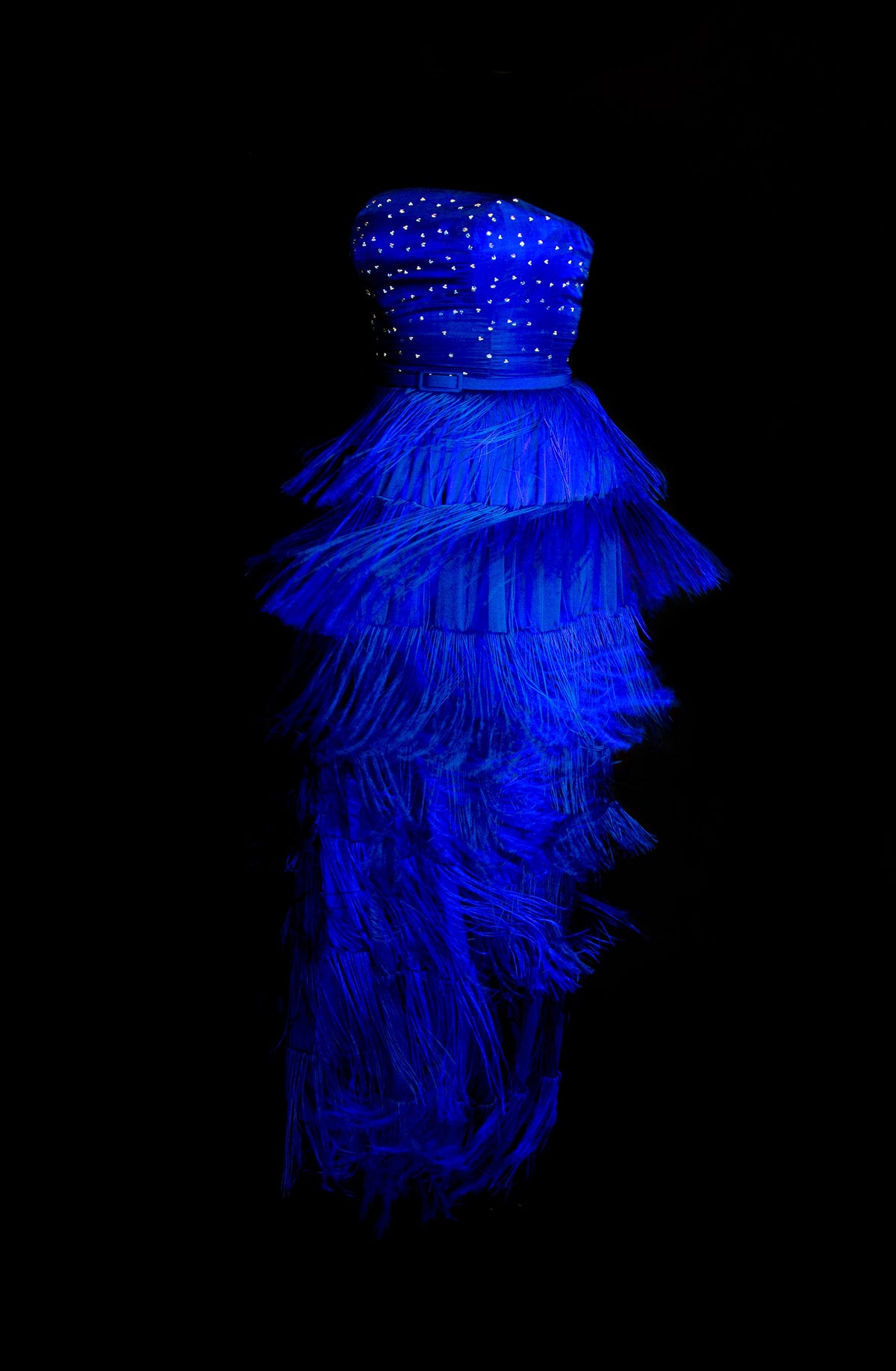 Lapis - Blue Silk Fringed Gown