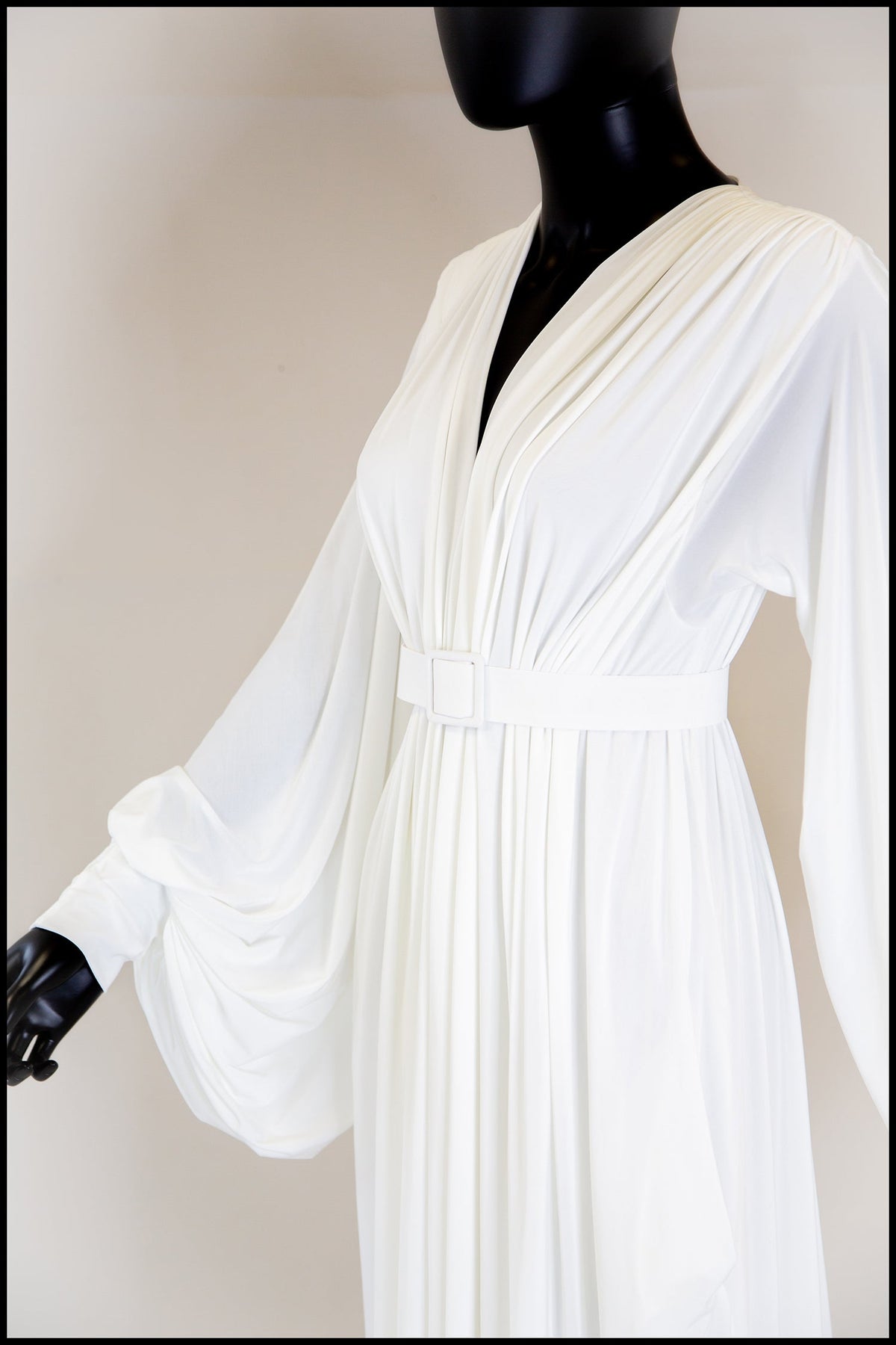 Vamp - Hollywood Draped Jersey Ivory Gown - Made to Order