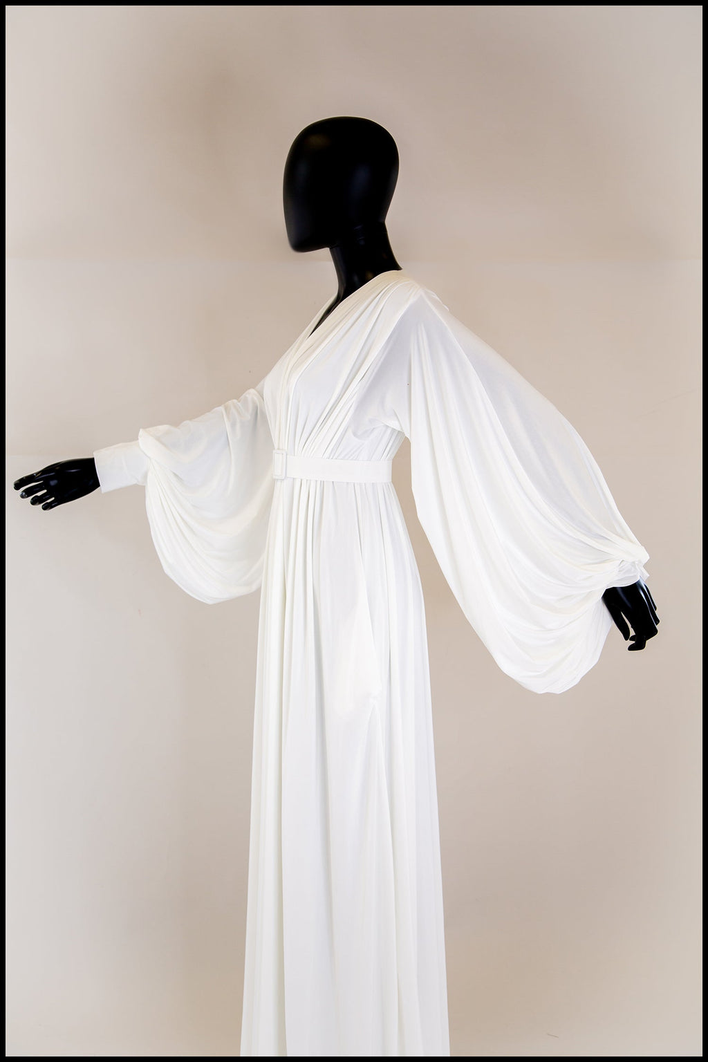 Vamp - Hollywood Draped Jersey Ivory Gown - Made to Order