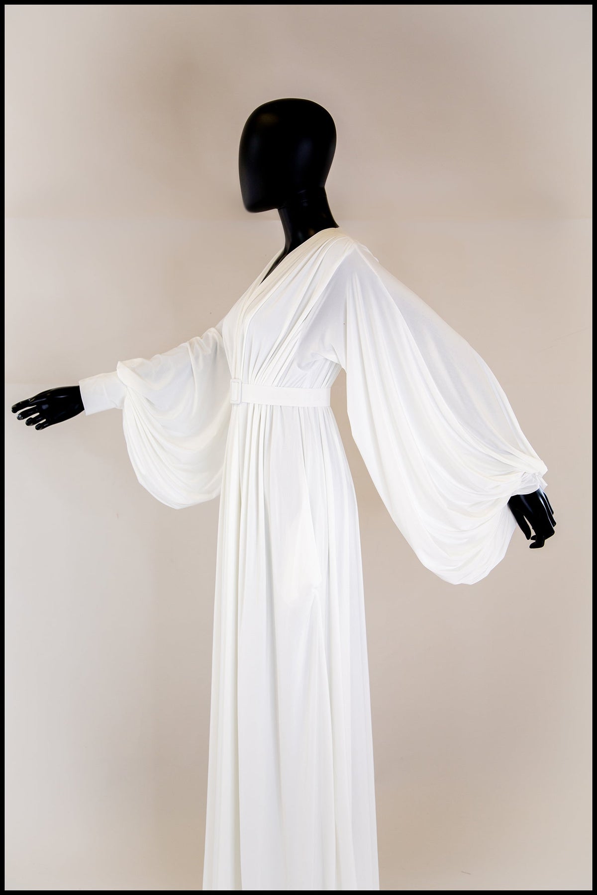 Vamp - Hollywood Draped Jersey Ivory Gown - Made to Order