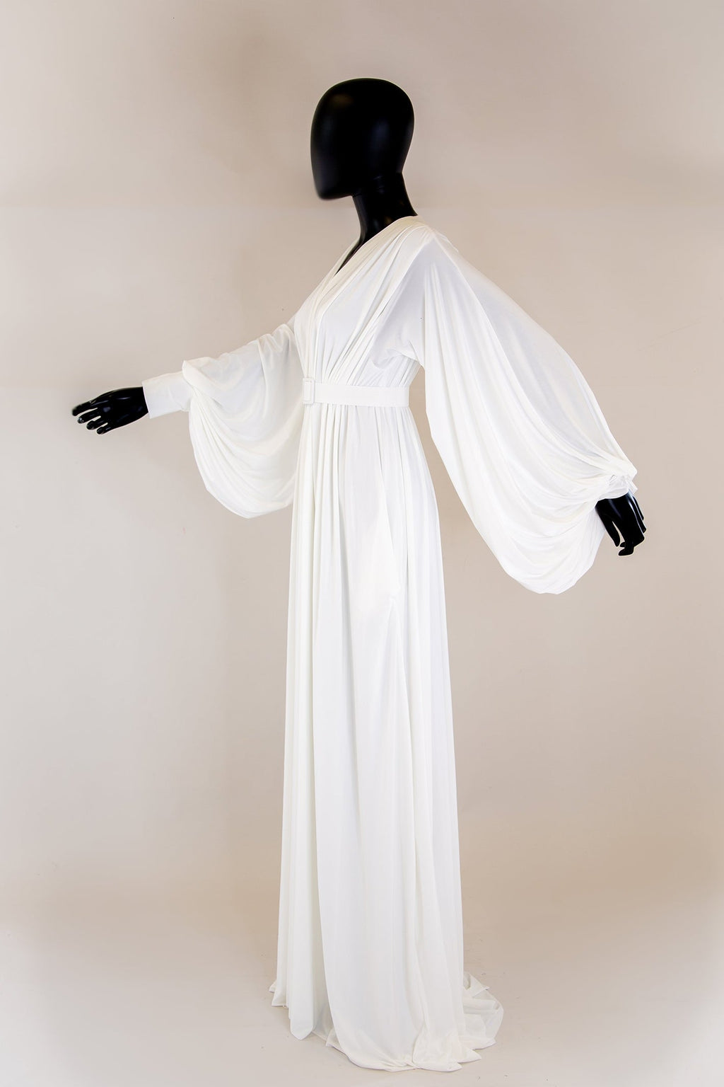 Vamp - Hollywood Draped Jersey Ivory Gown - Made to Order