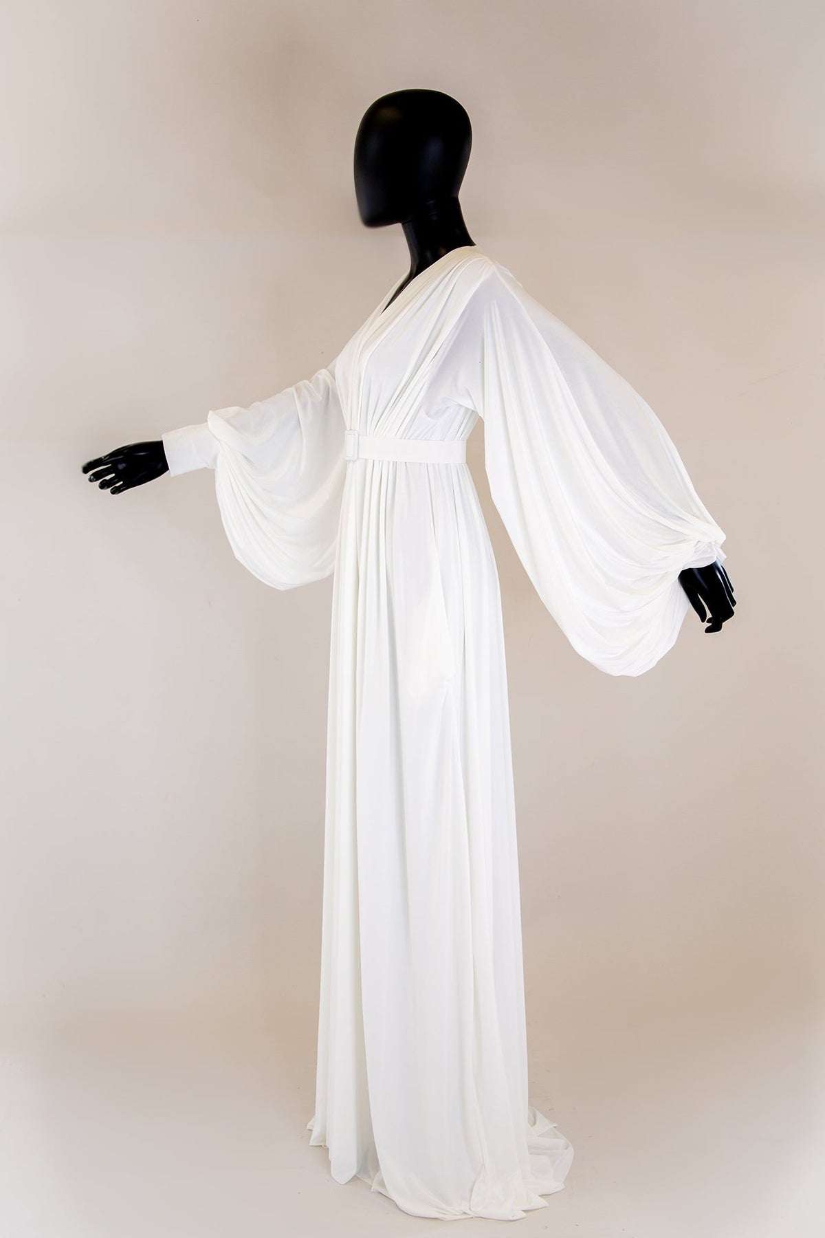 Vamp - Hollywood Draped Jersey Ivory Gown - Made to Order