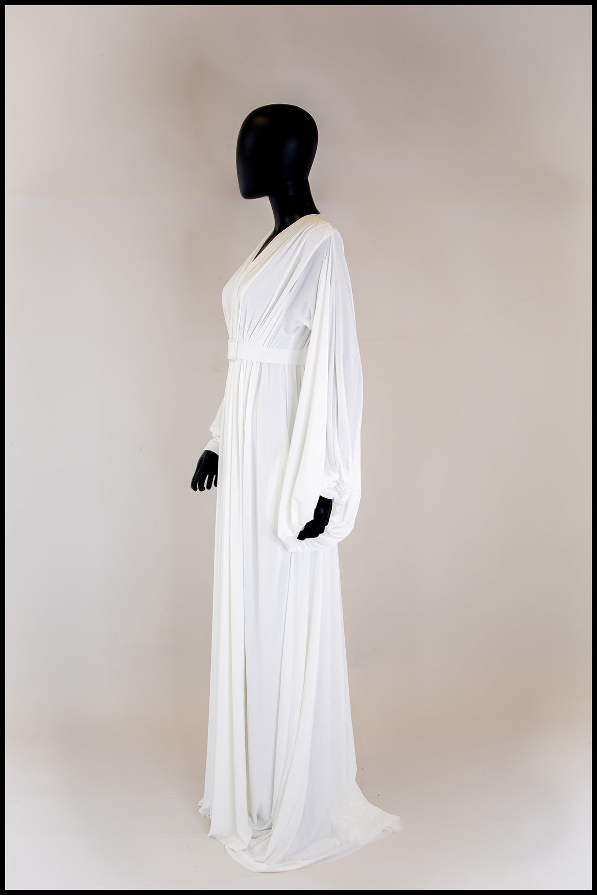 Vamp - Hollywood Draped Jersey Ivory Gown - Made to Order