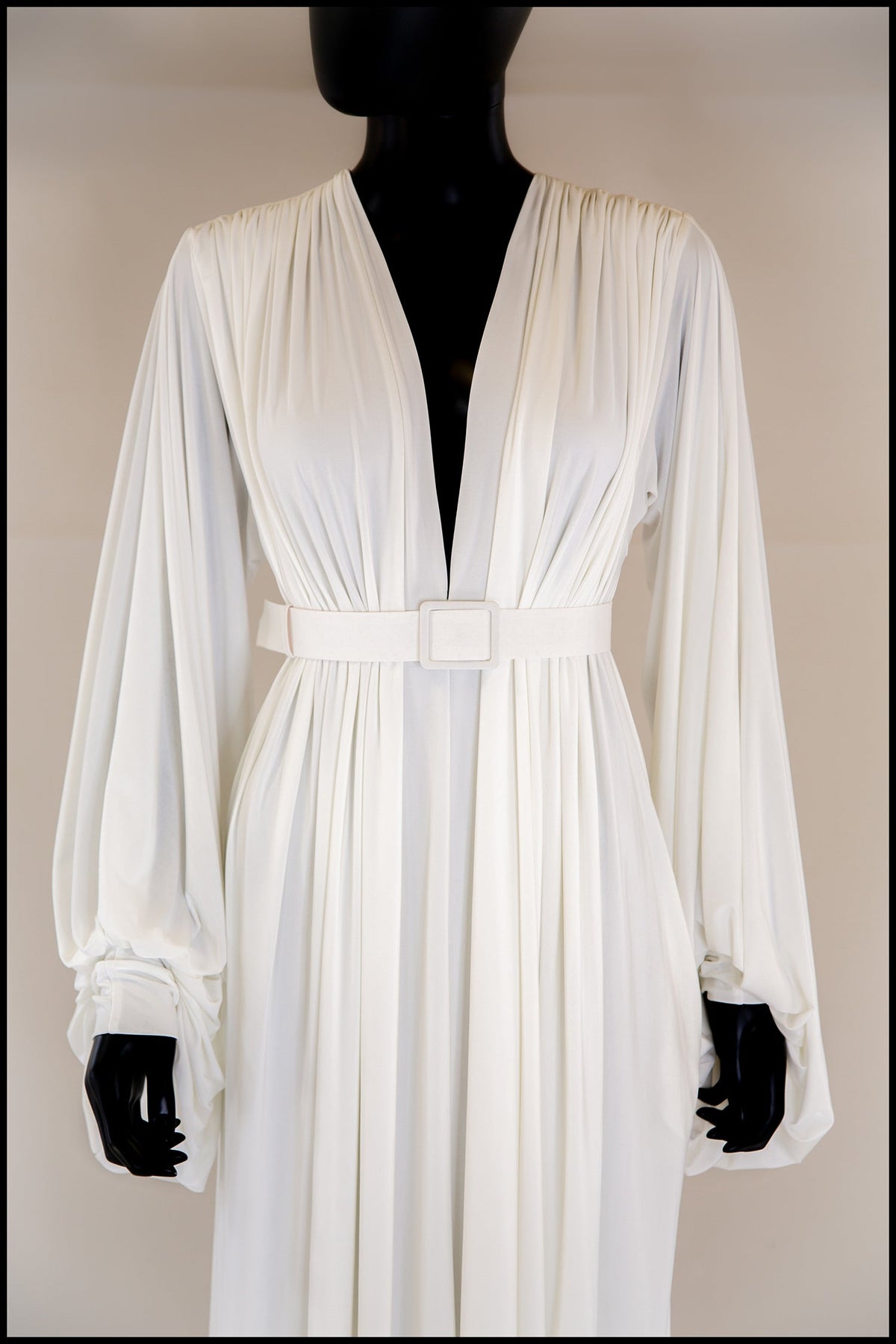 Vamp - Hollywood Draped Jersey Ivory Gown - Made to Order