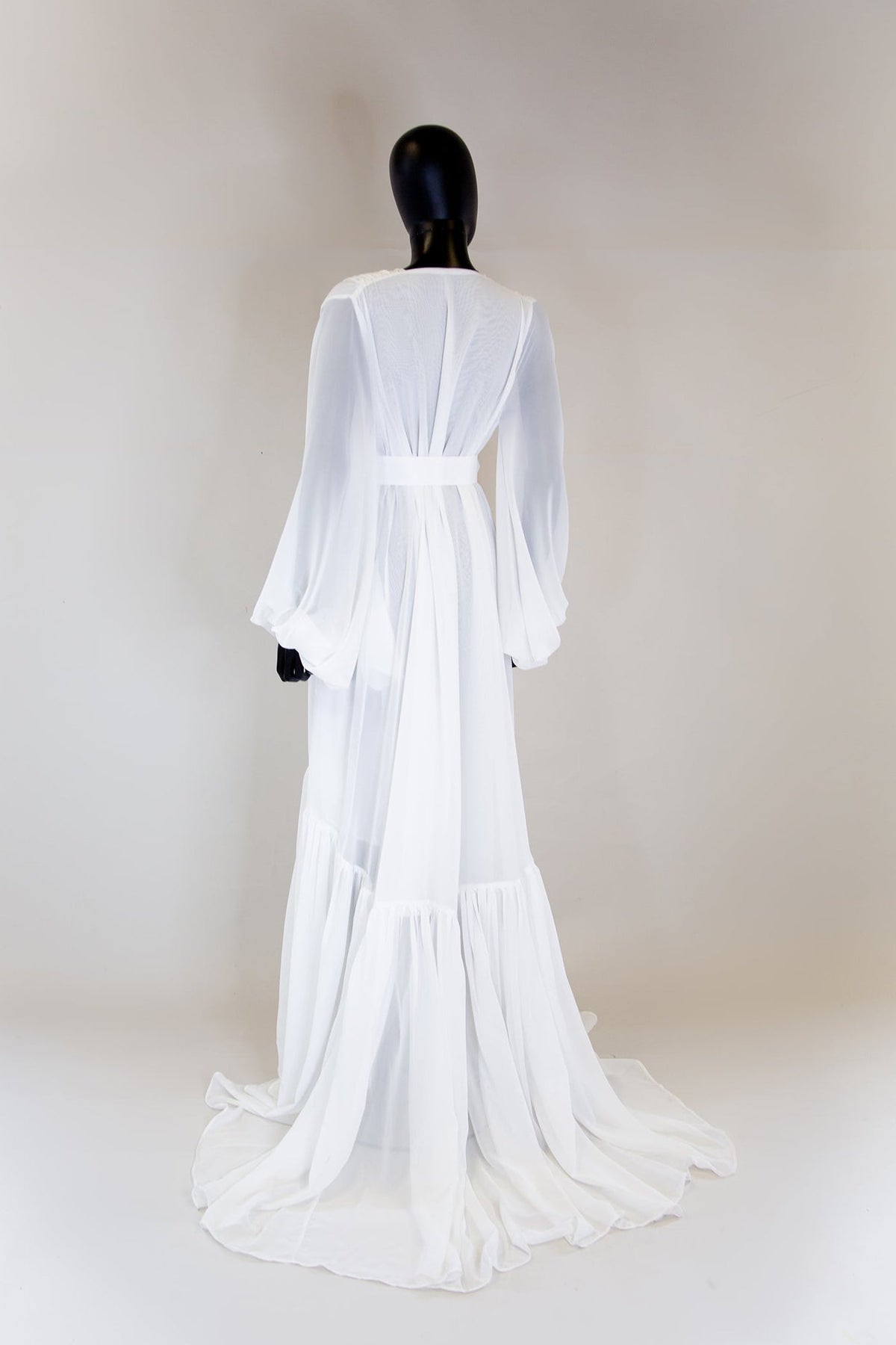 Vamp - Hollywood Ivory Chiffon Bishop Sleeve Gown
