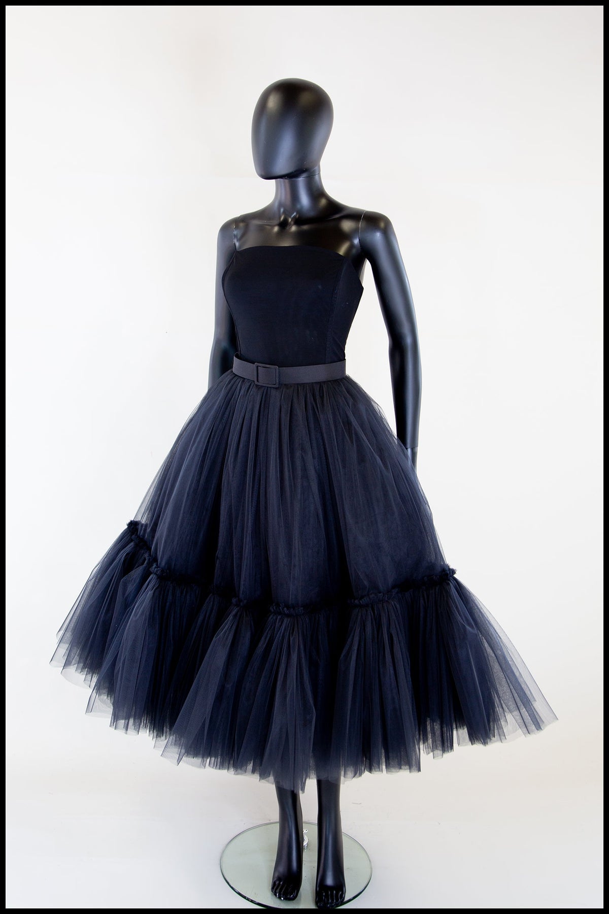 Ballerina - Black Tulle Tiered Midi Dress