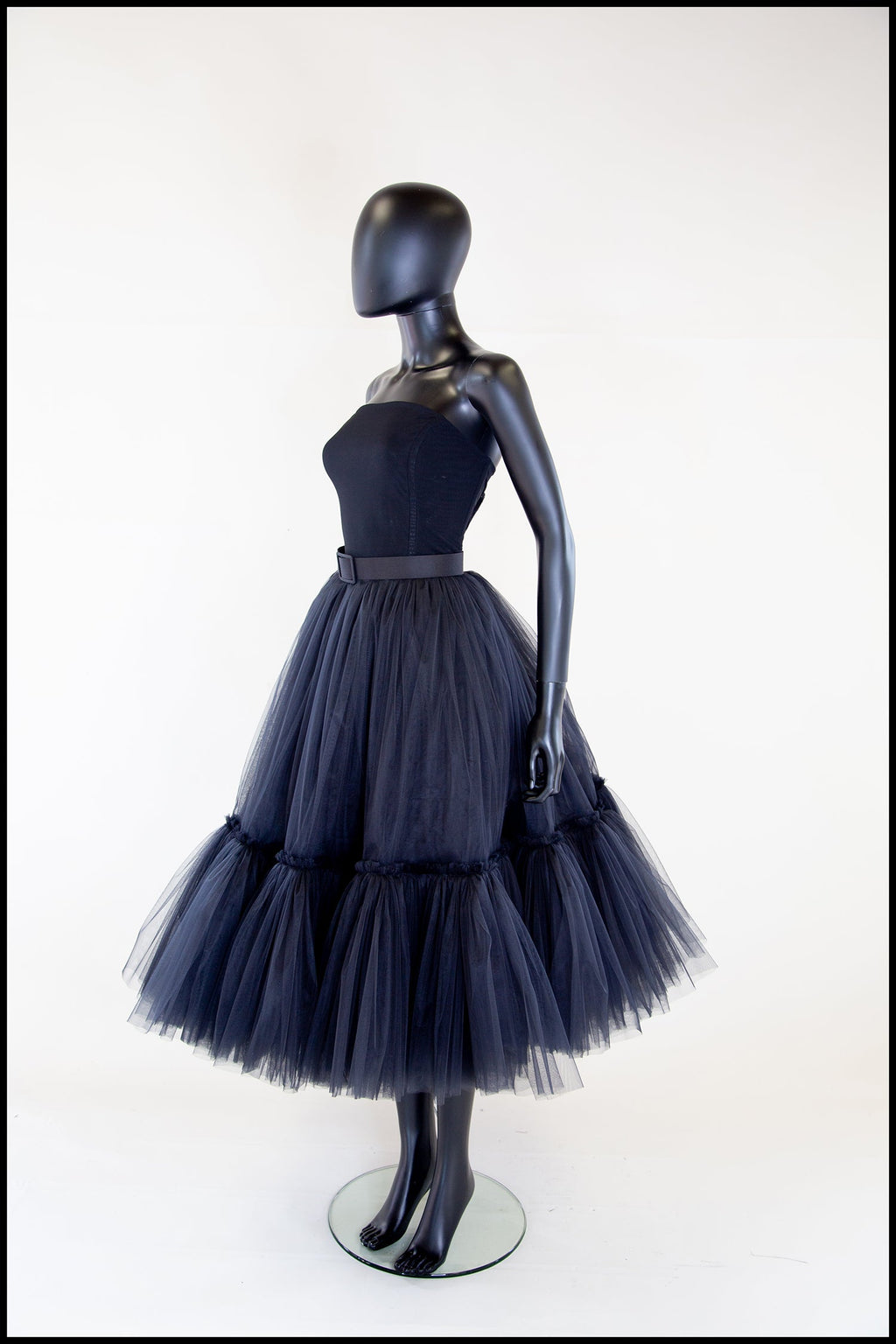 Ballerina - Black Tulle Tiered Midi Dress