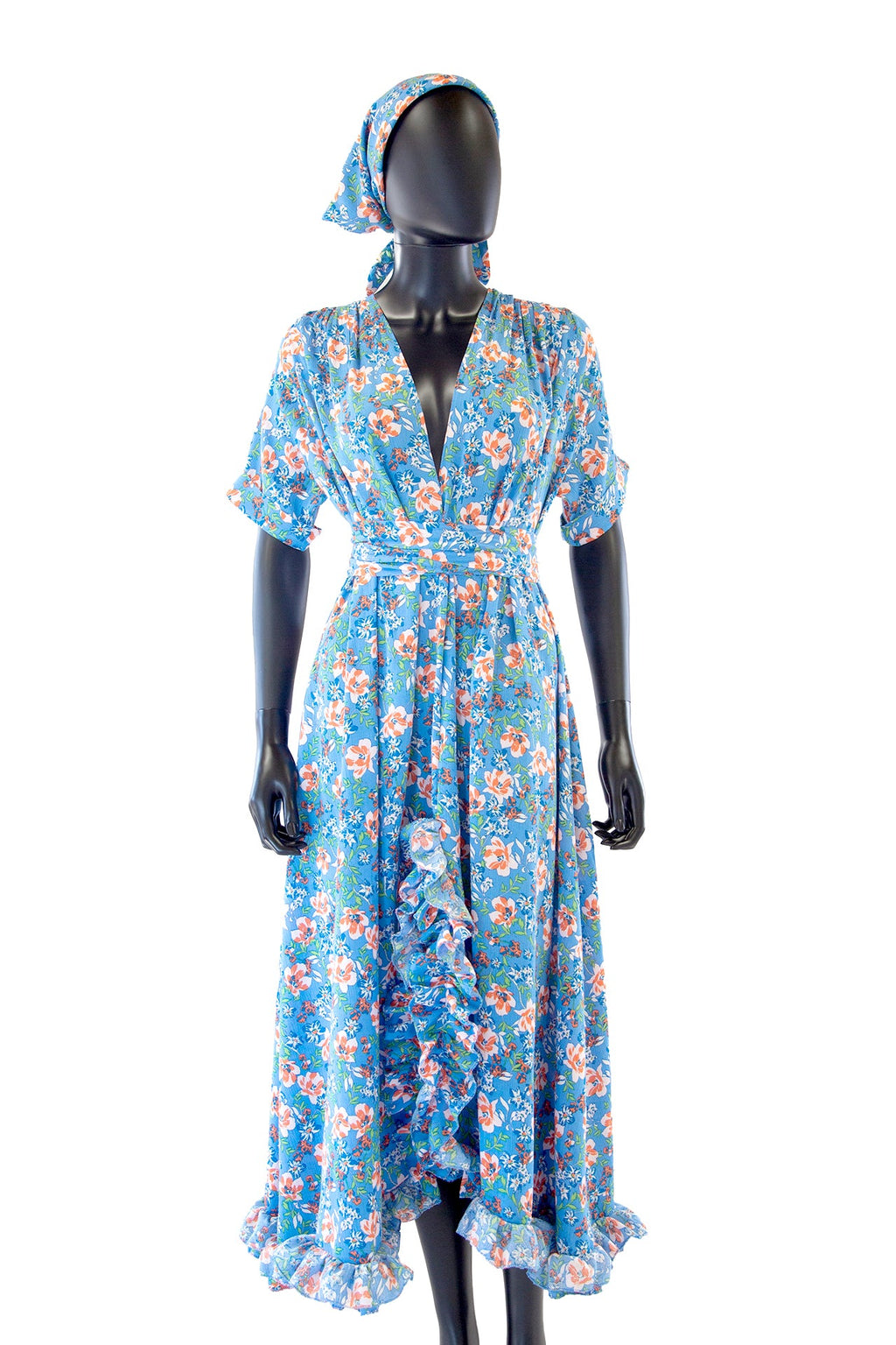 Belle Blue Floral Cotton Summer Dress