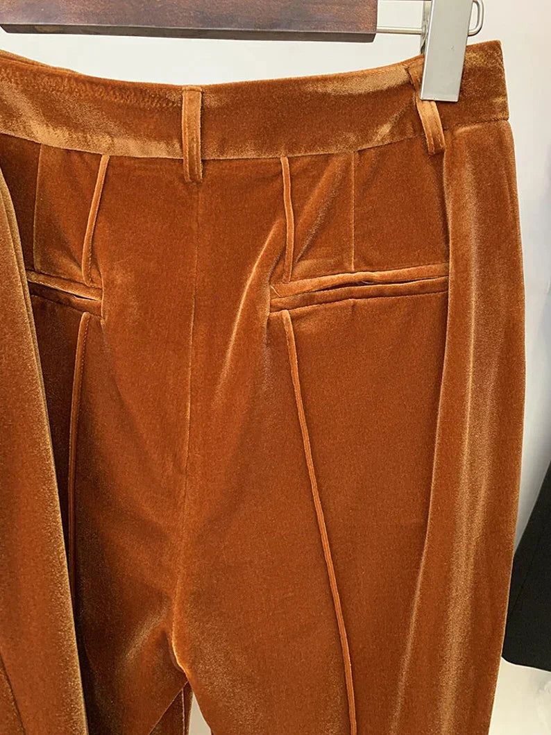 Women and Teens Orange Pink Blazer + Mid-High Rise Flare Trousers Pants Suit, Graduation, Speech Day, Birthday Party,