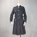 Women Designer Inspired Tweed Wool Blend Sequined Trench Coat Outwear Belted